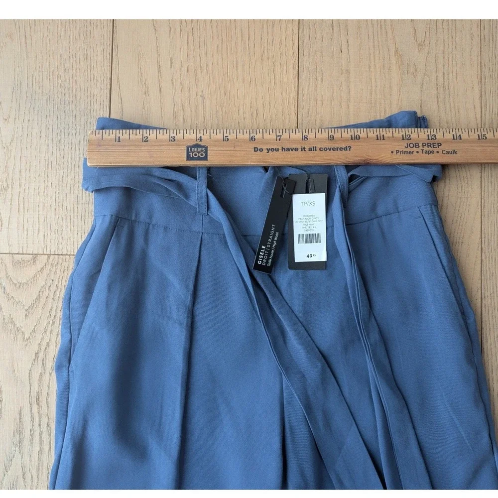 NWT DYNAMITE GISELE STRAIGHT‎ High Waist Belted Twill Pant True Navy TP XS